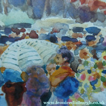 Load image into Gallery viewer, 1909 Watercolour Painting of The Rambla, Barcelona by WILLIAM WIEHE COLLINS (1862-1951)
