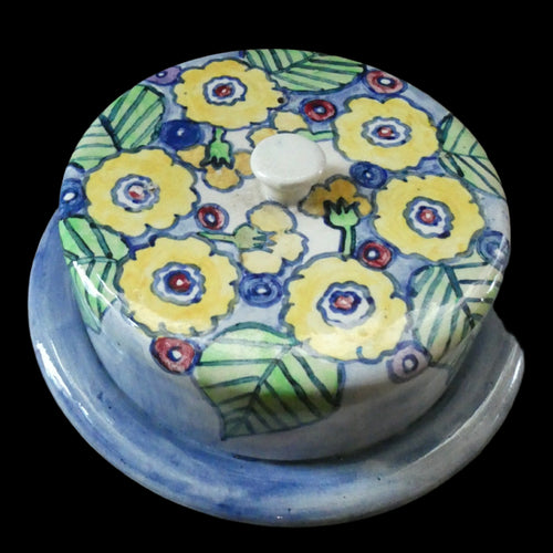 Scottish Lady Painter 1920s Art Pottery Hand Painted Cheese Dome