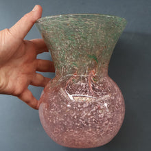 Load image into Gallery viewer, Later 1980s PERTHSHIRE GLASS Art Glass Vase. Thistle Shaped mottled pink and green shades. 7 inches high
