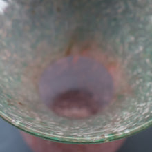Load image into Gallery viewer, Later 1980s PERTHSHIRE GLASS Art Glass Vase. Thistle Shaped mottled pink and green shades. 7 inches high

