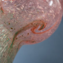 Load image into Gallery viewer, Later 1980s PERTHSHIRE GLASS Art Glass Vase. Thistle Shaped mottled pink and green shades. 7 inches high
