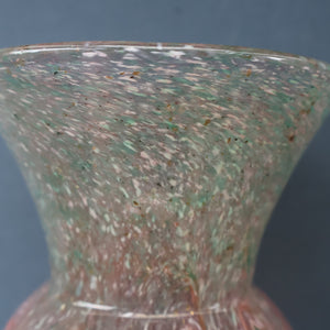 Later 1980s PERTHSHIRE GLASS Art Glass Vase. Thistle Shaped mottled pink and green shades. 7 inches high