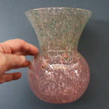 Load image into Gallery viewer, Later 1980s PERTHSHIRE GLASS Art Glass Vase. Thistle Shaped mottled pink and green shades. 7 inches high
