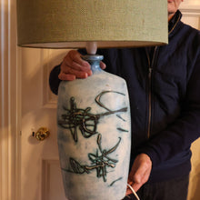 Load image into Gallery viewer, LARGE 1970s TREMAEN &quot;Gwarra&quot; Lamp Base &amp; Original Hessian Shade by Peter Ellery
