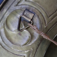 Load image into Gallery viewer, Antique GLASGOW SCHOOL Arts and Crafts Brass Wall Charger with Celtic Knotwork Pattern.  Fine Antique Metalwork
