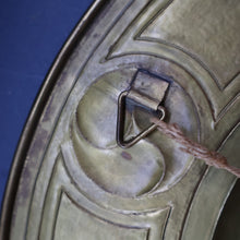 Load image into Gallery viewer, Antique GLASGOW SCHOOL Arts and Crafts Brass Wall Charger with Celtic Knotwork Pattern.  Fine Antique Metalwork
