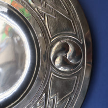 Load image into Gallery viewer, Antique GLASGOW SCHOOL Arts and Crafts Brass Wall Charger with Celtic Knotwork Pattern.  Fine Antique Metalwork

