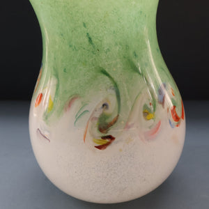 SCOTTISH GLASS: Large 1950s VASART Glass Vase of Bulbous Shape with Tutti-Frutti Swirls