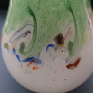 SCOTTISH GLASS: Large 1950s VASART Glass Vase of Bulbous Shape with Tutti-Frutti Swirls