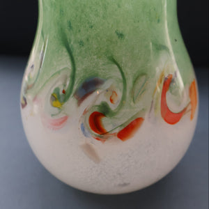 SCOTTISH GLASS: Large 1950s VASART Glass Vase of Bulbous Shape with Tutti-Frutti Swirls