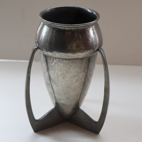 ARCHIBALD KNOX. Antique (0226) Plain Pewter Bomb Vase; c 1910
