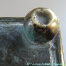 Load image into Gallery viewer, EXCEPTIONALLY LONG. Antique CELTIC REVIVAL Brass Planter with Repousse Knotword Pattern &amp; Ball Feet
