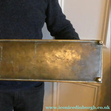 Load image into Gallery viewer, EXCEPTIONALLY LONG. Antique CELTIC REVIVAL Brass Planter with Repousse Knotword Pattern &amp; Ball Feet
