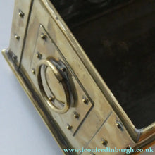 Load image into Gallery viewer, EXCEPTIONALLY LONG. Antique CELTIC REVIVAL Brass Planter with Repousse Knotword Pattern &amp; Ball Feet
