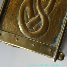 Load image into Gallery viewer, EXCEPTIONALLY LONG. Antique CELTIC REVIVAL Brass Planter with Repousse Knotword Pattern &amp; Ball Feet
