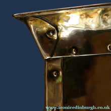 Load image into Gallery viewer, Fabulous Large Brass ART NOUVEAU Lidded Coal or Log Bucket with Whiplash Repousee Decoration; c 1910s
