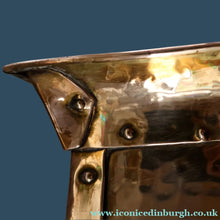 Load image into Gallery viewer, Fabulous Large Brass ART NOUVEAU Lidded Coal or Log Bucket with Whiplash Repousee Decoration; c 1910s
