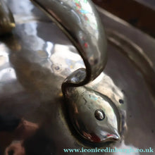 Load image into Gallery viewer, Fabulous Large Brass ART NOUVEAU Lidded Coal or Log Bucket with Whiplash Repousee Decoration; c 1910s
