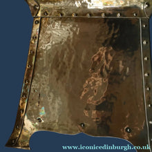 Load image into Gallery viewer, Fabulous Large Brass ART NOUVEAU Lidded Coal or Log Bucket with Whiplash Repousee Decoration; c 1910s
