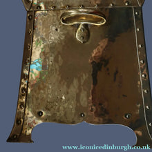 Load image into Gallery viewer, Fabulous Large Brass ART NOUVEAU Lidded Coal or Log Bucket with Whiplash Repousee Decoration; c 1910s
