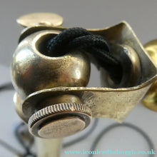 Load image into Gallery viewer, Antique Cast Brass Table Lamp with Three Paw Feet and Edwardian Vaseline Shade
