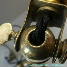 Load image into Gallery viewer, Antique Cast Brass Table Lamp with Three Paw Feet and Edwardian Vaseline Shade
