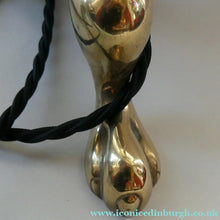 Load image into Gallery viewer, Antique Cast Brass Table Lamp with Three Paw Feet and Edwardian Vaseline Shade
