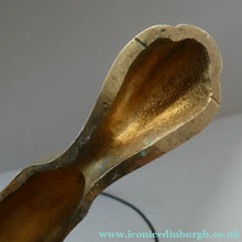 Load image into Gallery viewer, Antique Cast Brass Table Lamp with Three Paw Feet and Edwardian Vaseline Shade

