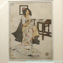 Load image into Gallery viewer, Original Pencil Signed Colour Etching &amp; Aquatint by William Lee Hankey. The Patchwork Quilt; c 1910. FRAMED
