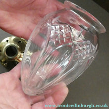 Load image into Gallery viewer, Antique EDWARDIAN Clear Cut Glass and Brass Single Hanging Light Shade. Deep Engraved Pattern
