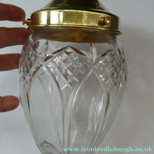 Load image into Gallery viewer, Antique EDWARDIAN Clear Cut Glass and Brass Single Hanging Light Shade. Deep Engraved Pattern
