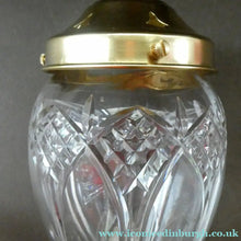 Load image into Gallery viewer, Antique EDWARDIAN Clear Cut Glass and Brass Single Hanging Light Shade. Deep Engraved Pattern

