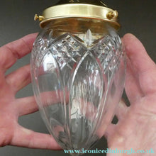 Load image into Gallery viewer, Antique EDWARDIAN Clear Cut Glass and Brass Single Hanging Light Shade. Deep Engraved Pattern
