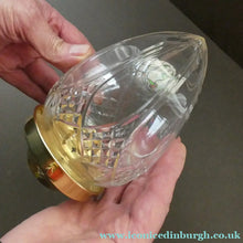 Load image into Gallery viewer, Antique EDWARDIAN Clear Cut Glass and Brass Single Hanging Light Shade. Deep Engraved Pattern
