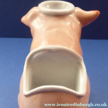 Load image into Gallery viewer, 1910s Novelty Inkwell &amp; Stamp Wetter. Strange Pink Pig Model. Antique GERMAN PORCELAIN
