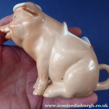 Load image into Gallery viewer, 1910s Novelty Inkwell &amp; Stamp Wetter. Strange Pink Pig Model. Antique GERMAN PORCELAIN
