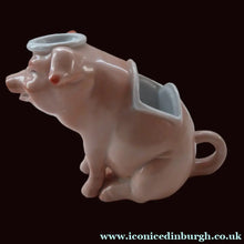 Load image into Gallery viewer, 1910s Novelty Inkwell &amp; Stamp Wetter. Strange Pink Pig Model. Antique GERMAN PORCELAIN
