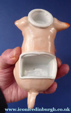 Load image into Gallery viewer, 1910s Novelty Inkwell &amp; Stamp Wetter. Strange Pink Pig Model. Antique GERMAN PORCELAIN
