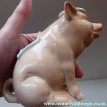 Load image into Gallery viewer, 1910s Novelty Inkwell &amp; Stamp Wetter. Strange Pink Pig Model. Antique GERMAN PORCELAIN

