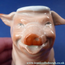 Load image into Gallery viewer, 1910s Novelty Inkwell &amp; Stamp Wetter. Strange Pink Pig Model. Antique GERMAN PORCELAIN
