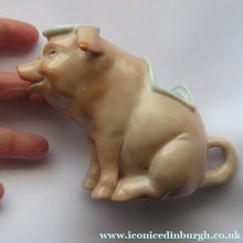 Load image into Gallery viewer, 1910s Novelty Inkwell &amp; Stamp Wetter. Strange Pink Pig Model. Antique GERMAN PORCELAIN
