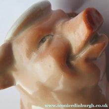 Load image into Gallery viewer, 1910s Novelty Inkwell &amp; Stamp Wetter. Strange Pink Pig Model. Antique GERMAN PORCELAIN
