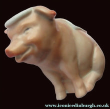 Load image into Gallery viewer, 1910s Novelty Inkwell &amp; Stamp Wetter. Strange Pink Pig Model. Antique GERMAN PORCELAIN
