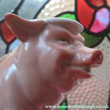 Load image into Gallery viewer, 1910s Novelty Inkwell &amp; Stamp Wetter. Strange Pink Pig Model. Antique GERMAN PORCELAIN
