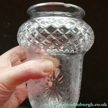Load image into Gallery viewer, Antique 1920s Clear Cut Glass and Chrome Acorn Shape Single Hanging Light Shade - Vintage Lamp Shade

