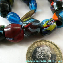 Load image into Gallery viewer, 1920s Antique MORRETTI Venetian Glass Millefiori Bead Necklace. 39 Beads in Total - Venetian Glass Beads

