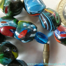 Load image into Gallery viewer, 1920s Antique MORRETTI Venetian Glass Millefiori Bead Necklace. 39 Beads in Total - Venetian Glass Beads
