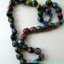 Load image into Gallery viewer, 1920s Antique MORRETTI Venetian Glass Millefiori Bead Necklace. 39 Beads in Total - Venetian Glass Beads
