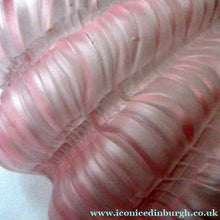 Load image into Gallery viewer, Vintage 1920s ART DECO Pressed Pink Glass Pendant Lamp Shade - in the form of a clam shell
