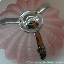 Load image into Gallery viewer, Vintage 1920s ART DECO Pressed Pink Glass Pendant Lamp Shade - in the form of a clam shell
